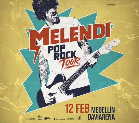 Cartel de Melendi | pop rock tour - Medellín