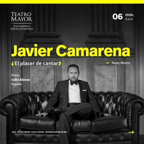 Cartel de Javier Camarena, tenor, México – El placer de cantar
